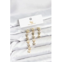 Pirinç Gold Renk Yıldız Model YSX Trio Küpe Seti