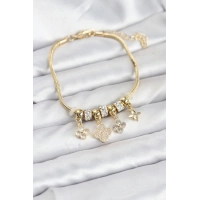 Pirinç Gold Renk Yonca Model Kadın Bileklik