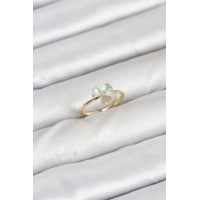 Pirinç Gold Renk Yonca Model Kadın Yüzük