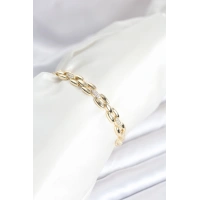 Pirinç Gold Renk Zincir Model Zirkon Taşlı Kadın Bileklik