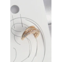 Pirinç Gold Renk Zirkon Taşlı 3Lü Sıralı Model Kadın Kıkırdak Küpe