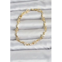 Pirinç Gold Renk Zirkon Taşlı Ay ve Yıldız Model Kadın Bileklik