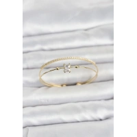 Pirinç Gold Renk Zirkon Taşlı Baget Model Kadın Bileklik