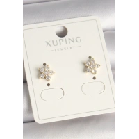 Pirinç Gold Renk Zirkon Taşlı Çiçek Model Xuping Kadın Küpe