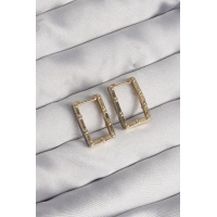 Pirinç Gold Renk Zirkon Taşlı Dikdörtgen Model Seranay Küpe