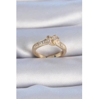 Pirinç Gold Renk Zirkon Taşlı Düğüm Model Kadın Yüzük