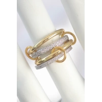 Pirinç Gold Renk Zirkon Taşlı Halka Detaylı Kadın Yüzük