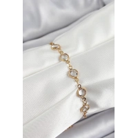 Pirinç Gold Renk Zirkon Taşlı Kadın Bileklik