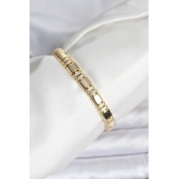 Pirinç Gold Renk Zirkon Taşlı Kadın Bileklik