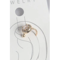 Pirinç Gold Renk Zirkon Taşlı Kadın Kıkırdak Küpe