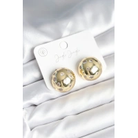 Pirinç Gold Renk Zirkon Taşlı Kadın Küpe