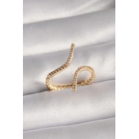 Pirinç Gold Renk Zirkon Taşlı Kadın Yüzük