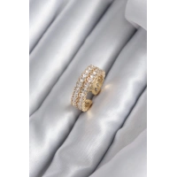 Pirinç Gold Renk Zirkon Taşlı Kadın Yüzük