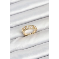 Pirinç Gold Renk Zirkon Taşlı Kadın Yüzük