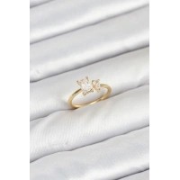 Pirinç Gold Renk Zirkon Taşlı Kadın Yüzük