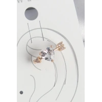 Pirinç Gold Renk Zirkon Taşlı Kalp Ok Model Kadın Kıkırdak Küpe