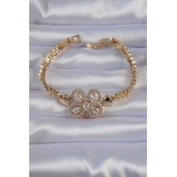 Pirinç Gold Renk Zirkon Taşlı Kelebek Figürlü Parçalı Model Bileklik