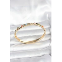 Pirinç Gold Renk Zirkon Taşlı Kelepçe Bileklik