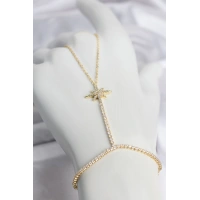 Pirinç Gold Renk Zirkon Taşlı Kutup Yıldızı Model Şahmeran