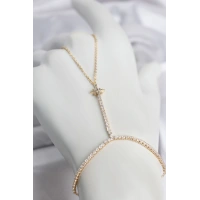 Pirinç Gold Renk Zirkon Taşlı Kutup Yıldızı Şahmeran