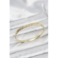 Pirinç Gold Renk Zirkon Taşlı Model Kadın Kelepçe Bileklik