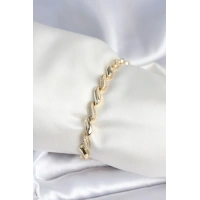 Pirinç Gold Renk Zirkon Taşlı Sarmal Model Kadın Bileklik