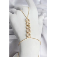 Pirinç Gold Renk Zirkon Taşlı Sıralı Halka Model Kadın Şahmeran