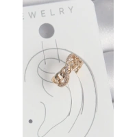 Pirinç Gold Renk Zirkon Taşlı Sonsuzluk Zincir Model Kadın Kıkırdak Küpe