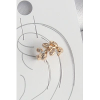 Pirinç Gold Renk Zirkon Taşlı Yaprak Model Kadın Kıkırdak Küpe