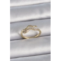 Pirinç Gold Renk Zirkon Taşlı Yılan Ayarlanabilir Model Kadın Yüzük