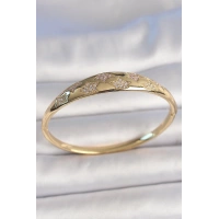 Pirinç Gold Renk Zirkon Taşlı Yıldız İşlemeli Kadın Kelepçe