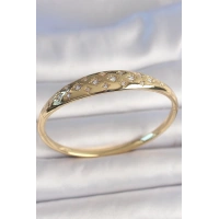 Pirinç Gold Renk Zirkon Taşlı Yıldız İşlemeli Kadın Kelepçe