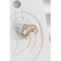 Pirinç Gold Renk Zirkon Taşlı Yıldız Model Kadın Kıkırdak Küpe