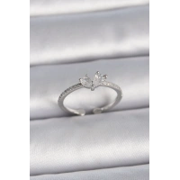 Pirinç Gümüş Renk Ayaralanabilir Zirkon Taşlı Kalp Model Kadın Yüzük