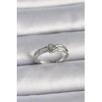 Pirinç Gümüş Renk Ayarlanabilir Zirkon Taşlı Düğüm Kalp Model Kadın Yüzük