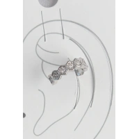 Pirinç Gümüş Renk Bal Peteği Model Zirkon Taşlı Kadın Kıkırdak Küpe