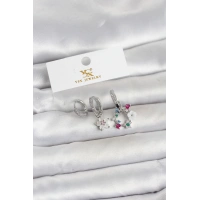 Pirinç Gümüş Renk Çiçek Model 3lü Kadın Küpe