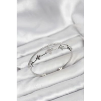 Pirinç Gümüş Renk Çiçek Model Kadın Bileklik