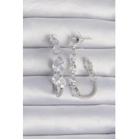 Pirinç Gümüş Renk Damla Zirkon Taş Tasarımlı Küpe