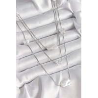 Pirinç Gümüş Renk Ezme İnci Model Çoklu Kadın Kolye