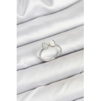 Pirinç Gümüş Renk Fiyonk Model Kadın Yüzük