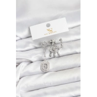 Pirinç Gümüş Renk Göz ve Kutup Yıldızı Model YSX Trio Küpe Seti