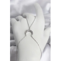 Pirinç Gümüş Renk Hilal Model Zirkon Taşlı Kadın Şahmeran