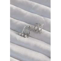 Pirinç Gümüş Renk İncili Çoklu Zirkon Taşlı Yarım Halka Küpe