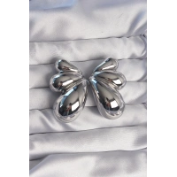 Pirinç Gümüş Renk İri Bombeli Kelebek Küpe