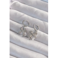 Pirinç Gümüş Renk İri Zirkon Taşlı Fiyonk Model Halka Küpe