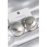 Pirinç Gümüş Renk İşleme Detay Daire Model Kadın Küpe