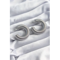 Pirinç Gümüş Renk İşleme Halka Model Kadın Küpe