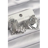 Pirinç Gümüş Renk İşlemeli Kalp Model Kadın Küpe