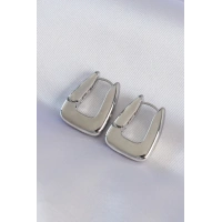 Pirinç Gümüş Renk Kalın Küpe